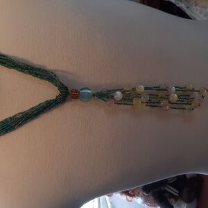 Seed bead, glass and glowing bead necklace.